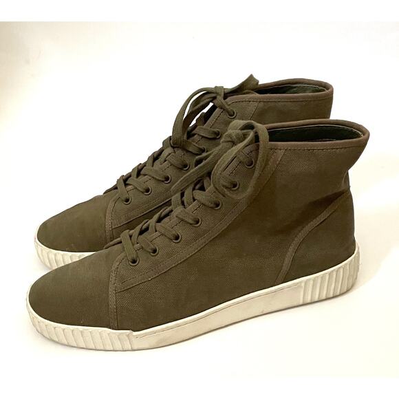 Vince High Top Casual Canvas Sneaker Army Green Size 7 Medium - Picture 3 of 9